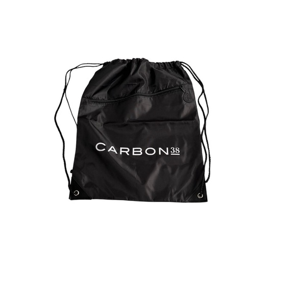 Carbon38 Handbags - CARBON 38 Nylon Cinch Drawstring Backpack Black Zipper Yoga Gym Bag Travel NWOT